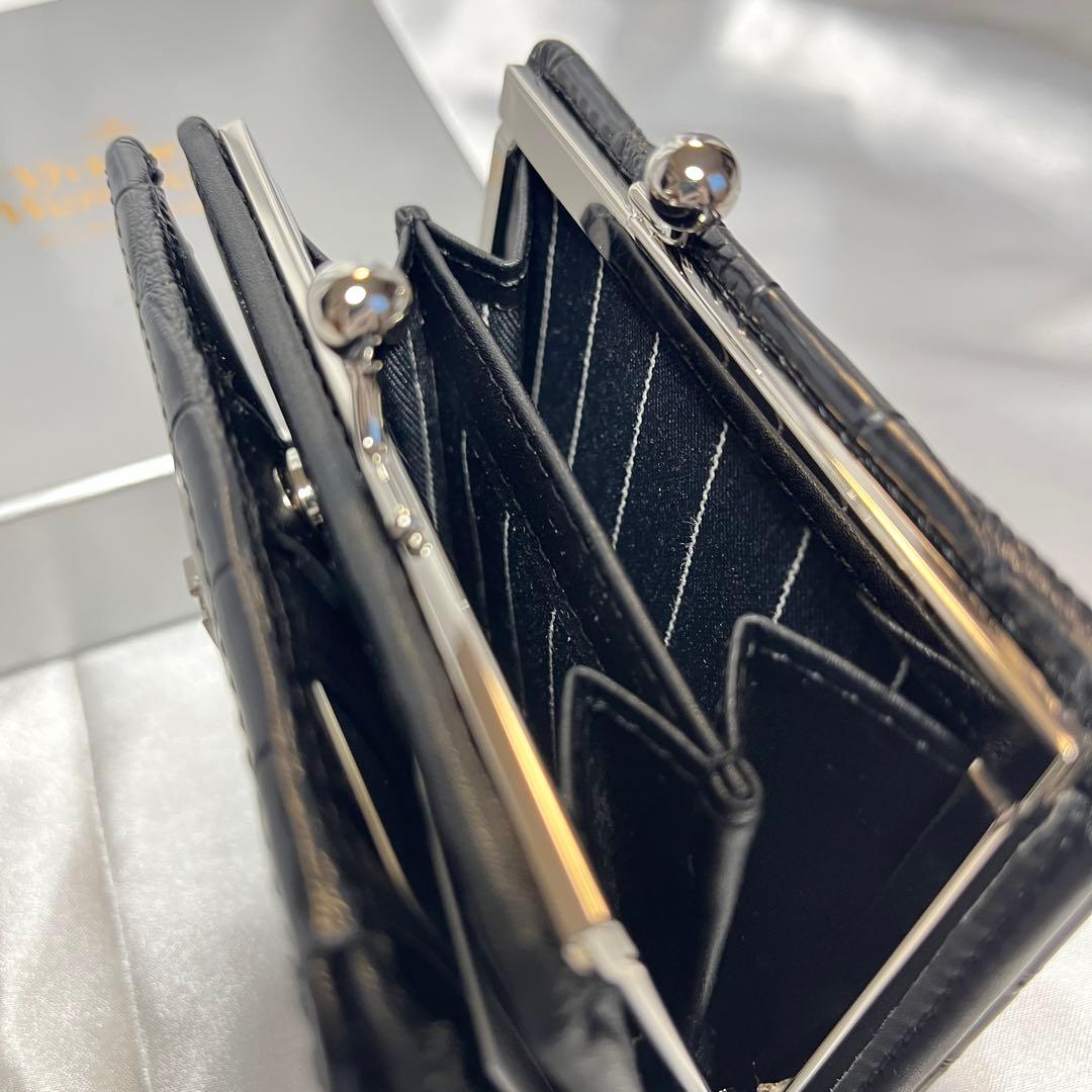 新品 Vivienne Westwood ブラック クロコダイル柄 二つ折り財布