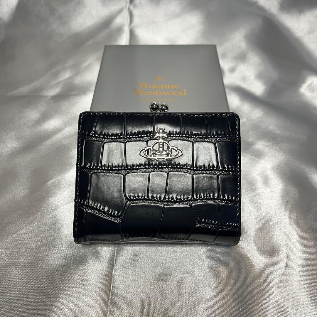 新品 Vivienne Westwood ブラック クロコダイル柄 二つ折り財布
