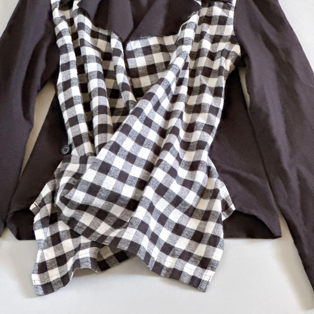 希少デザイン✨LIMI feu 変形シャツジャケット チェックレイヤードデザイン