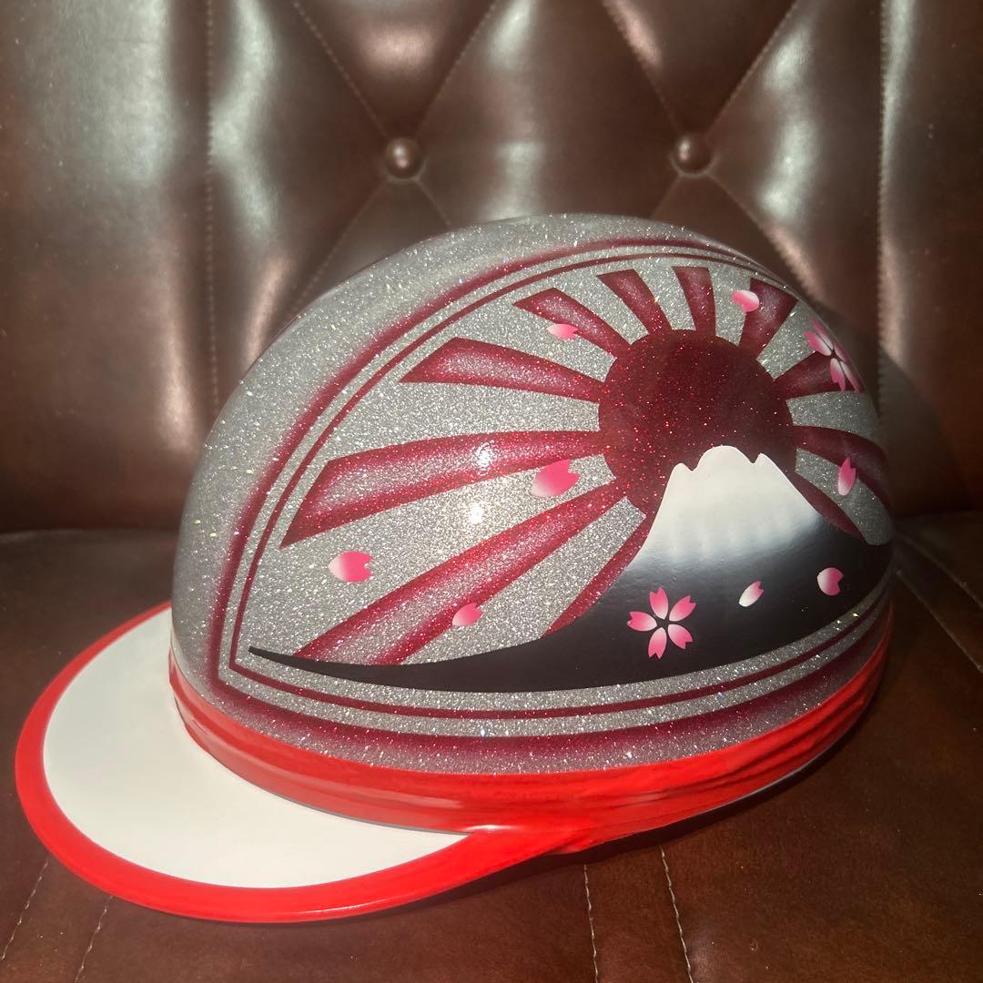 ラメラメ　富士日照　キャンディーレッド　ぼかし　カスタムコルク半　三つボタン