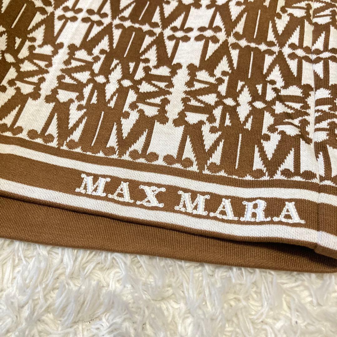 未使用に近い　最高級白タグ　マックスマーラ　ジャガードショートパンツ　ロゴ入XL