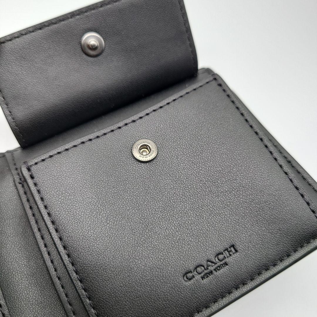 COACH 折り財布 新品 チャコール ブラック お札入れ 小銭入れ
