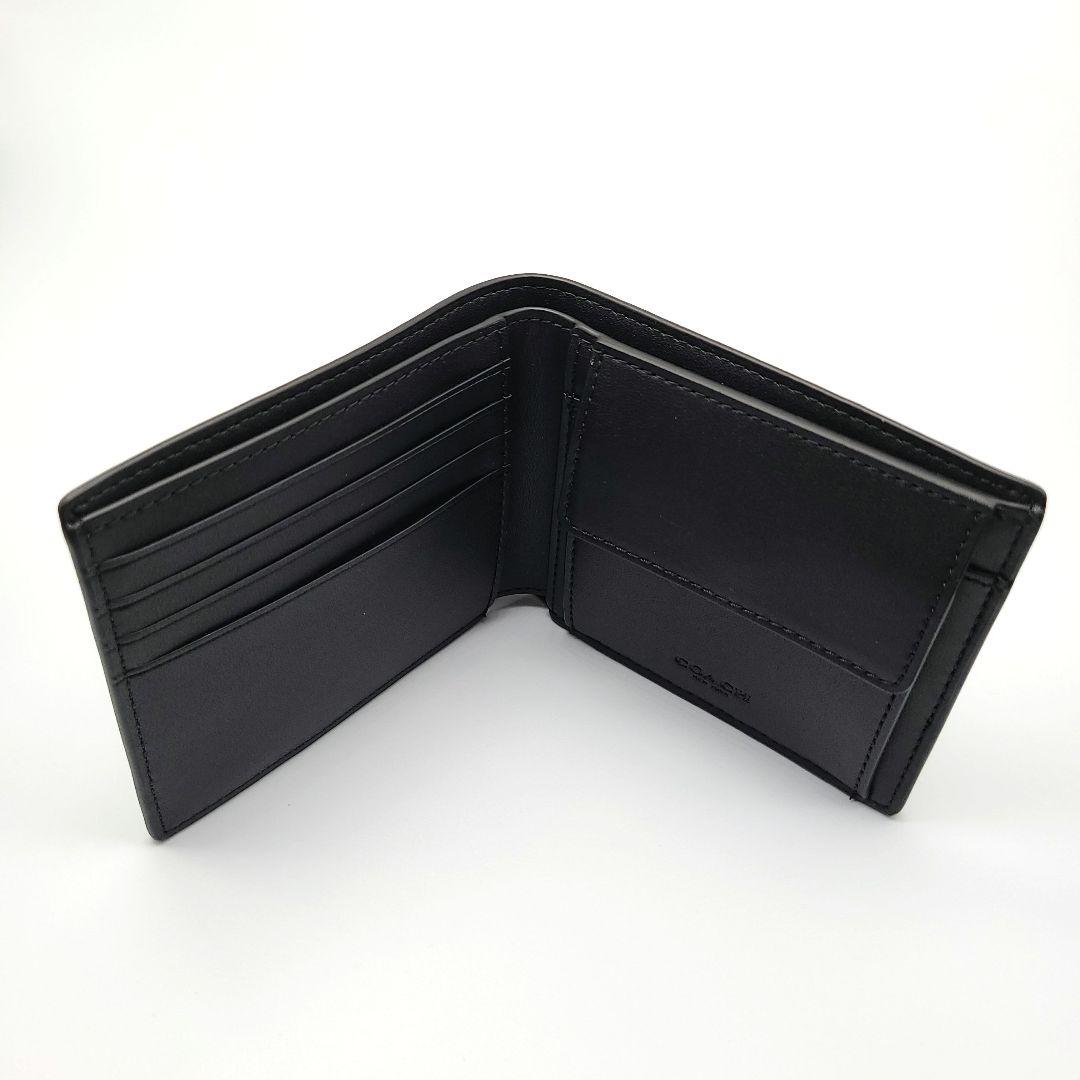 COACH 折り財布 新品 チャコール ブラック お札入れ 小銭入れ