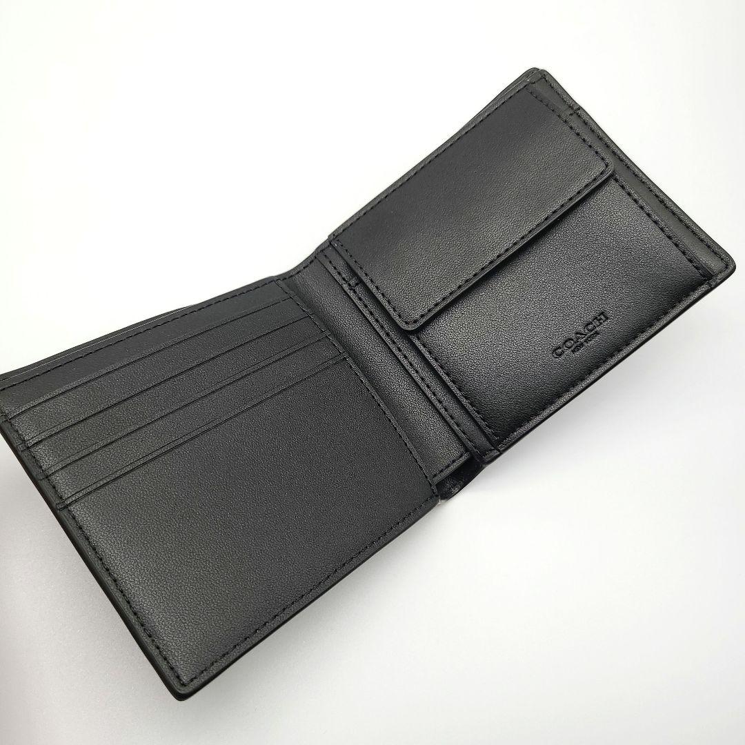 COACH 折り財布 新品 チャコール ブラック お札入れ 小銭入れ