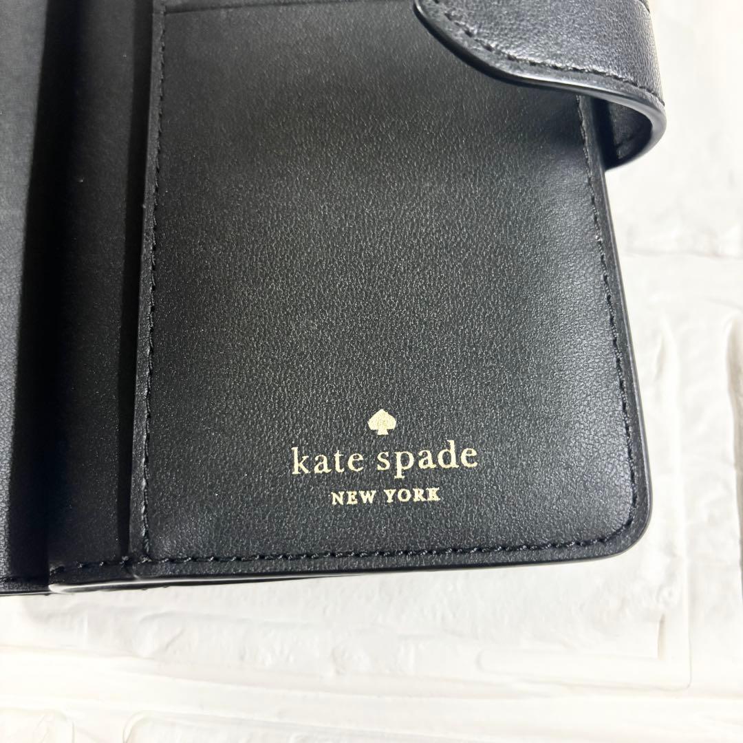 kate spade ケイトスペード 二つ折り財布 キルティング 黒 レザー