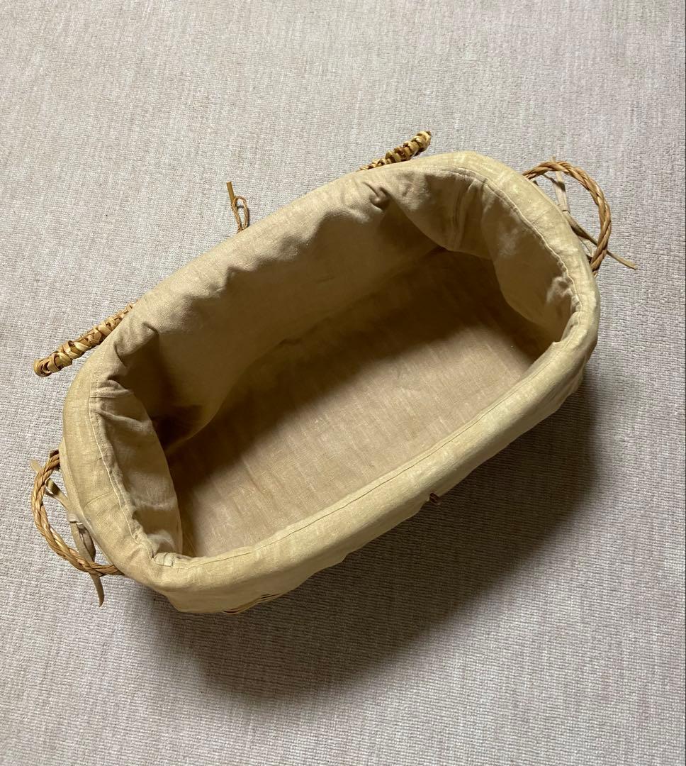 【美品 高級 籐バスケット布カバー付きLサイズ】