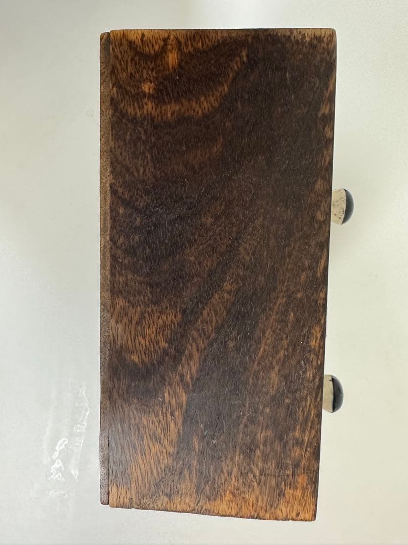 アンティーク小物入れ　木枠に陶器の引き出し