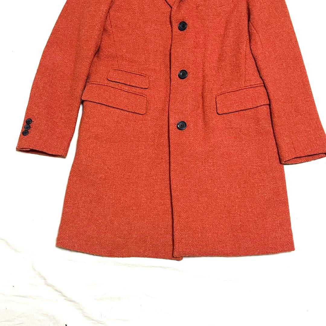 【新品 希少色】ハリスツイード　ロングチェスターコート　ウール100%　S