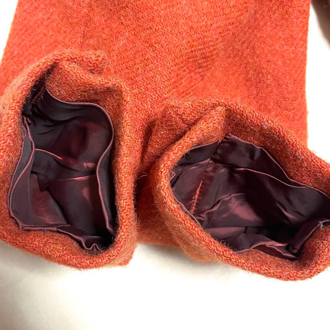 【新品 希少色】ハリスツイード　ロングチェスターコート　ウール100%　S