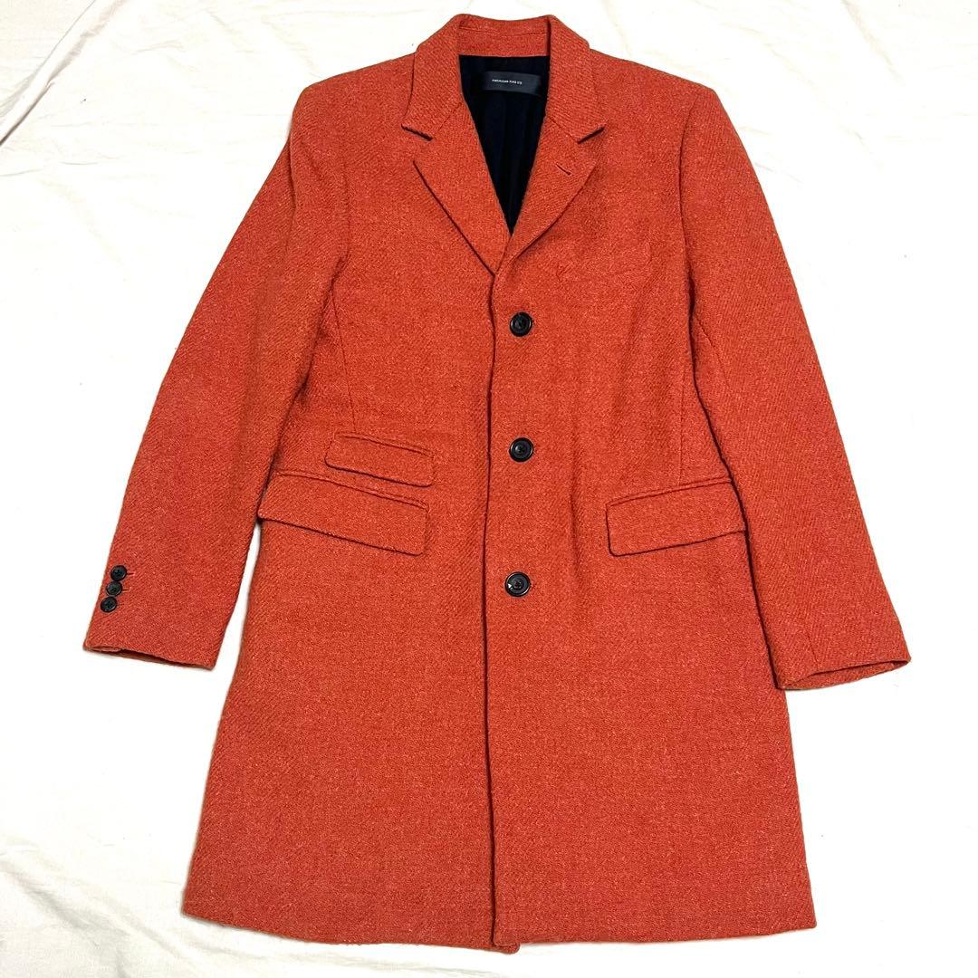 【新品 希少色】ハリスツイード　ロングチェスターコート　ウール100%　S