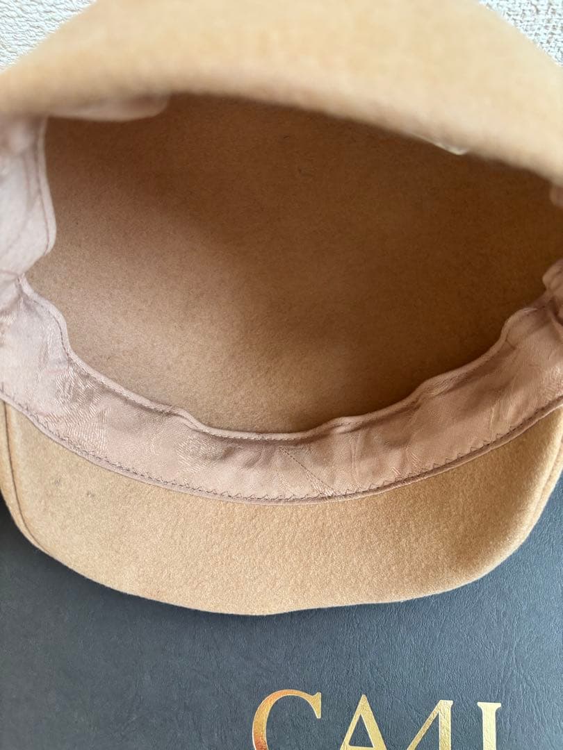 美品【即納】CA4LA ベージュ ウールキャスケット フォックスファー キャップ
