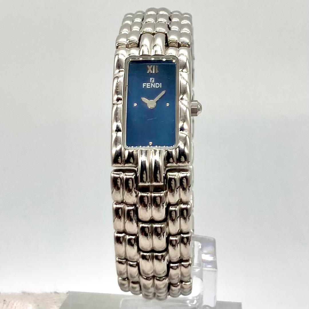 【稼動】 フェンディ 腕時計 オロロジ 660L QZ スクエア ブルー文字盤