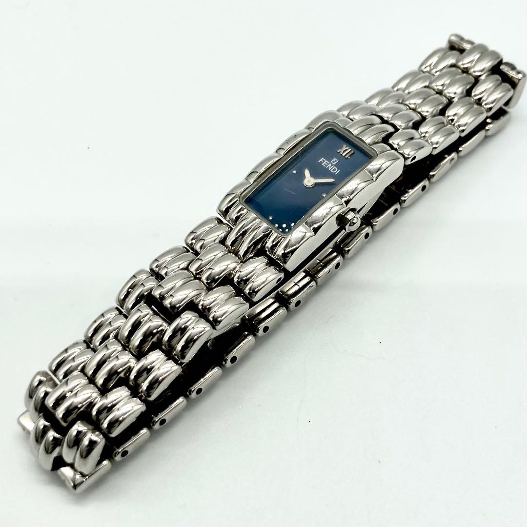 【稼動】 フェンディ 腕時計 オロロジ 660L QZ スクエア ブルー文字盤