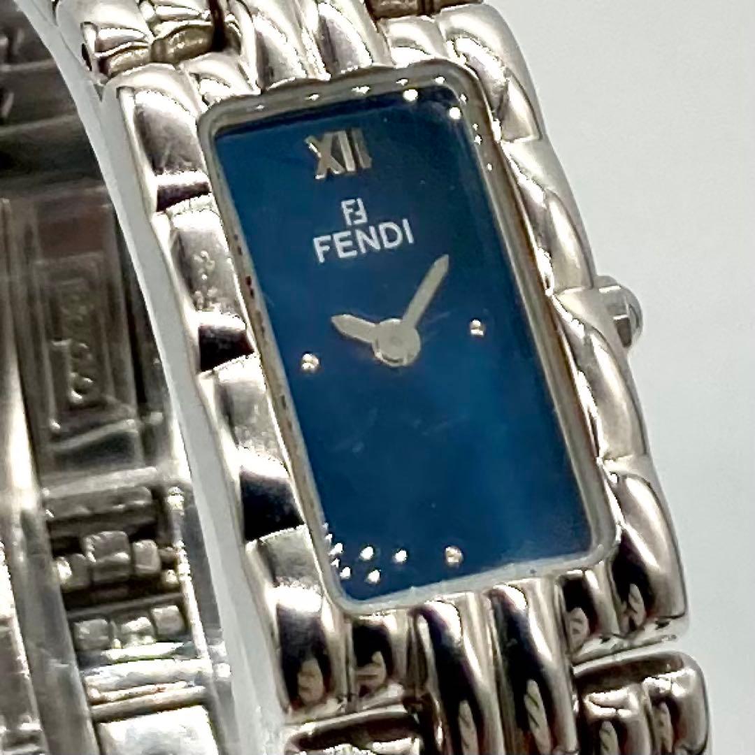 【稼動】 フェンディ 腕時計 オロロジ 660L QZ スクエア ブルー文字盤