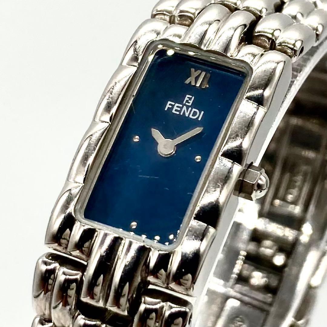 【稼動】 フェンディ 腕時計 オロロジ 660L QZ スクエア ブルー文字盤