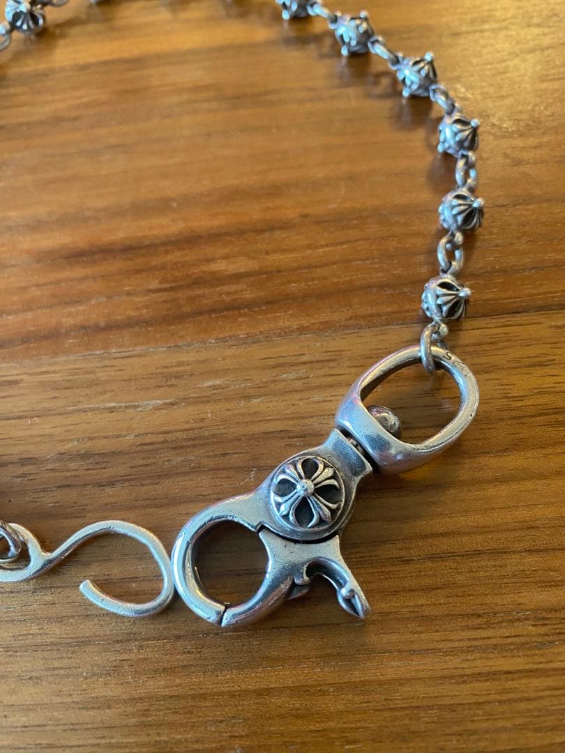 シルバー クロスボール　ウォレットチェーン