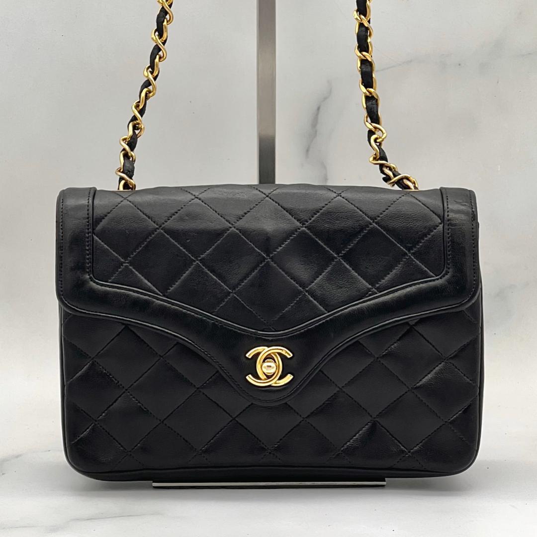 【Gカード付】 シャネル マトラッセ チェーン ショルダー ゴールド金具 黒