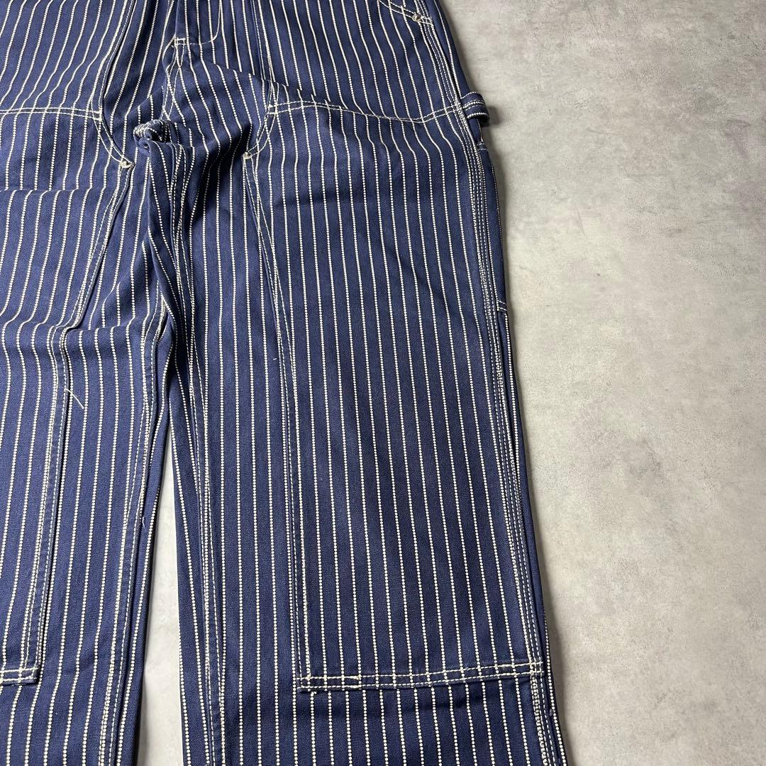 ✅新品　ウォバッシュ　ストライプ　ダブルニー　パンツ　インディゴ　濃紺　XL