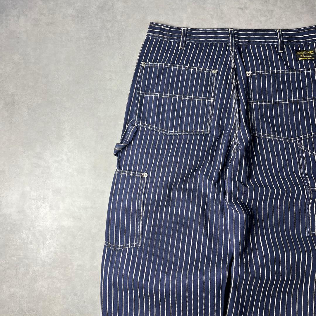 ✅新品　ウォバッシュ　ストライプ　ダブルニー　パンツ　インディゴ　濃紺　XL