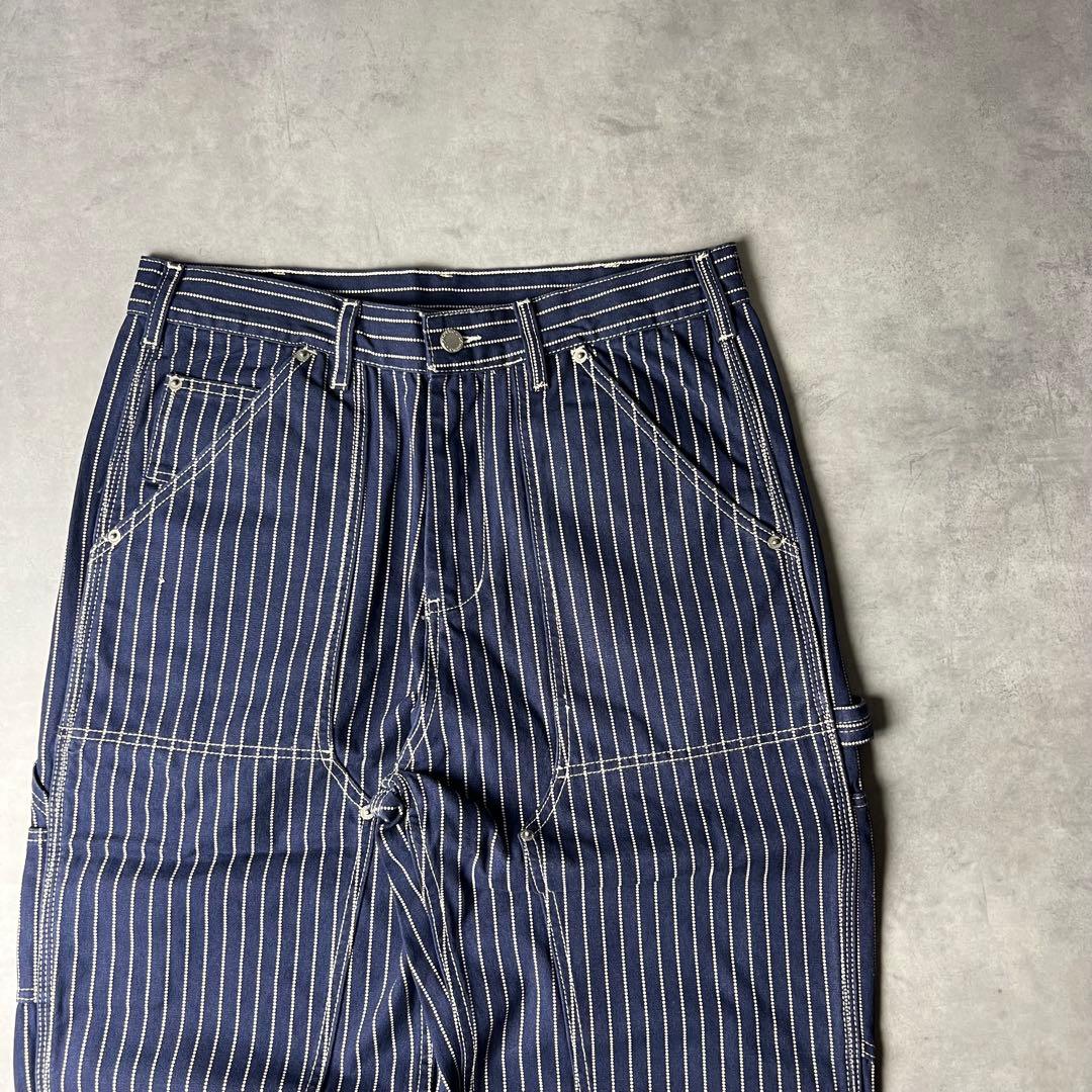 ✅新品　ウォバッシュ　ストライプ　ダブルニー　パンツ　インディゴ　濃紺　XL