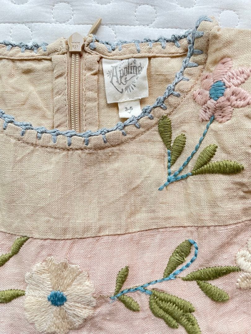 Apolina 刺繍入り長袖ワンピース 3-5y