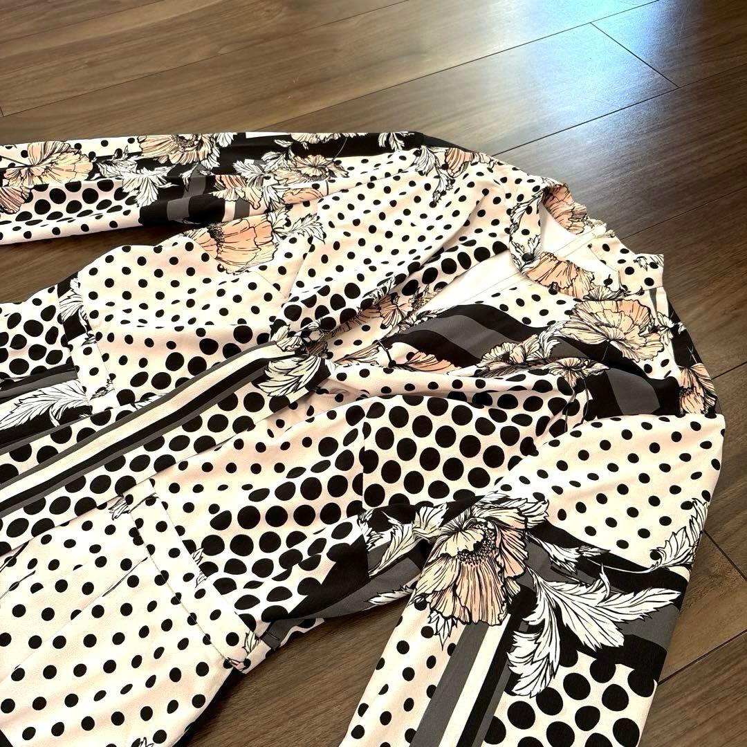 美品★Pinky&Dianne ラインブロックフラワープリントワンピース