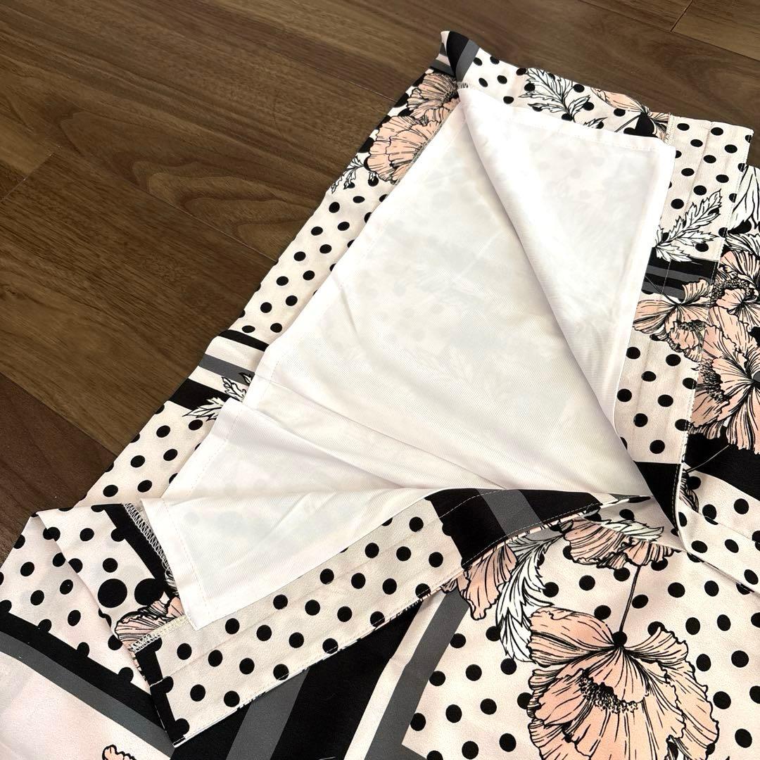 美品★Pinky&Dianne ラインブロックフラワープリントワンピース