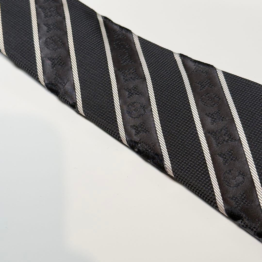 【良品】 ルイヴィトン モノグラム ストライプ柄 ブラック系 ネクタイ