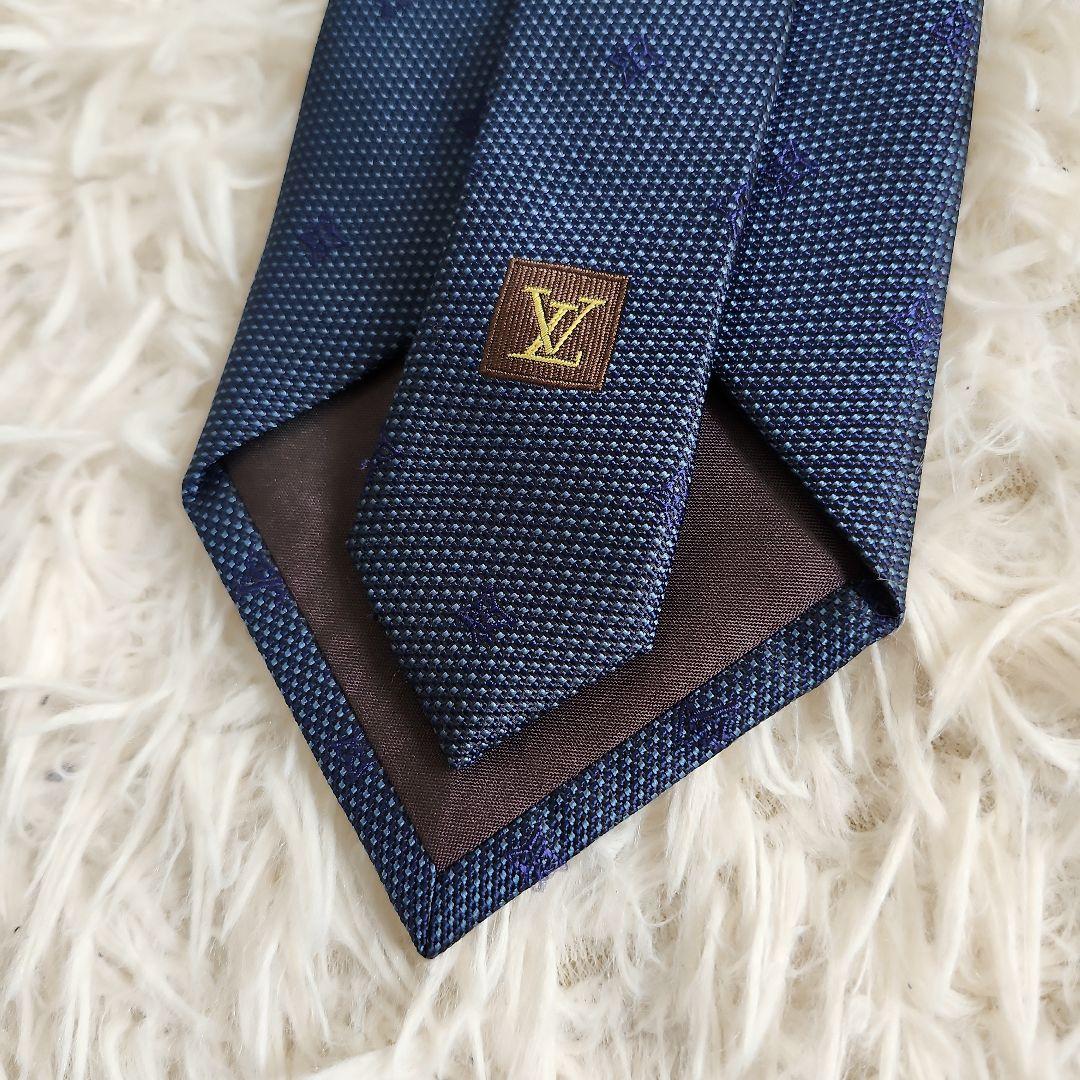 【美品】LouisVuitton ルイヴィトン ネイビー ネクタイ モノグラム