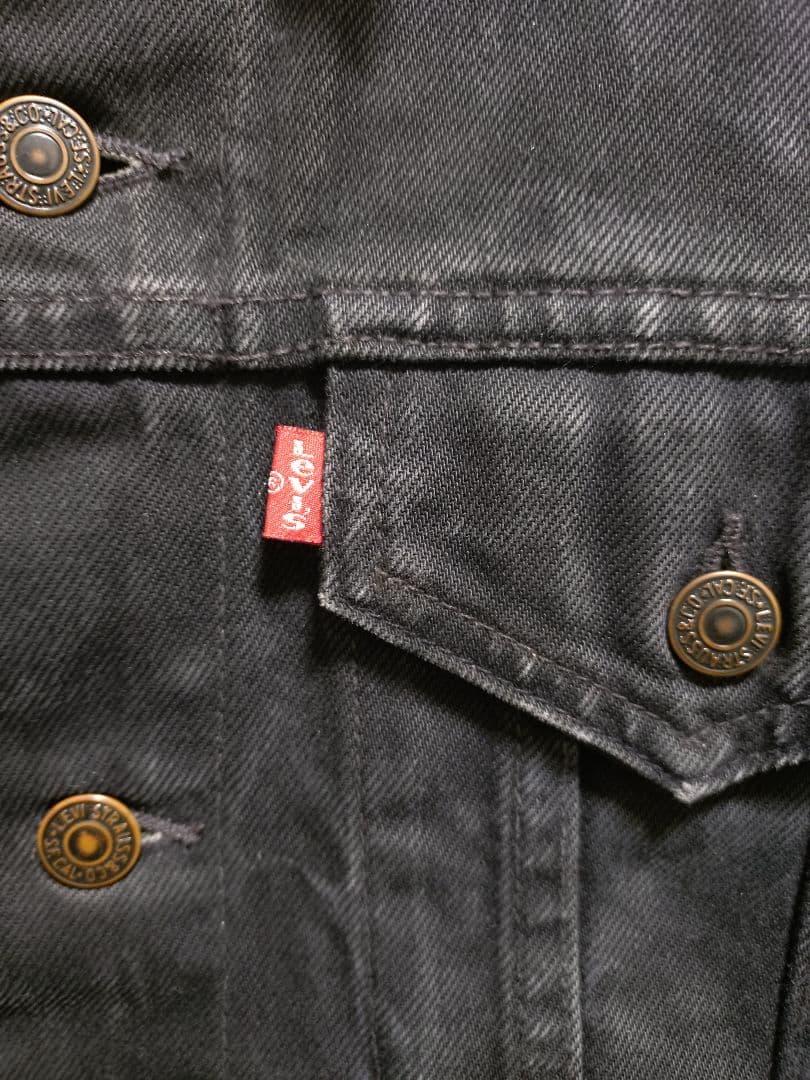 90s★ヴィンテージ★リーバイスLevi's濃黒ブラックデニムジャケットGジャン