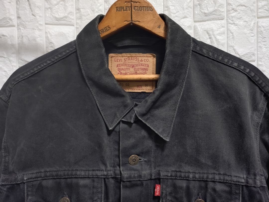 90s★ヴィンテージ★リーバイスLevi's濃黒ブラックデニムジャケットGジャン