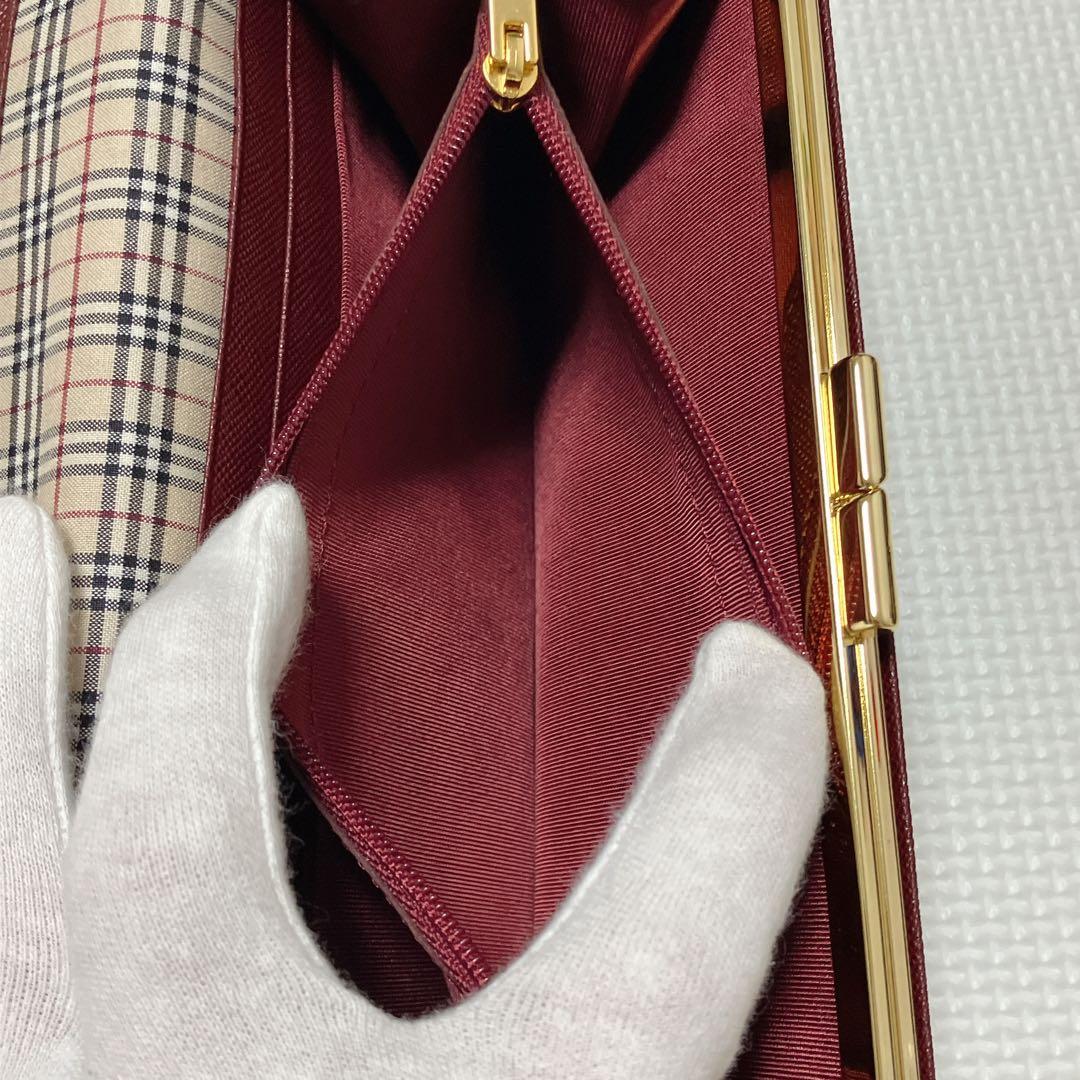 未使用　BURBERRYバーバリー　レザーフラップ長財布　バーガンディー