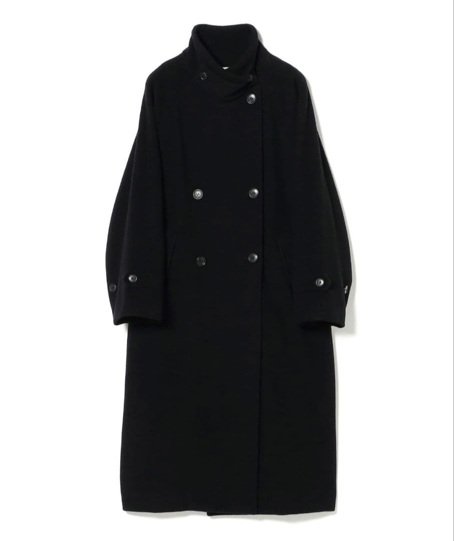 Ray BEAMS スタンドカラー ダブルコート ブラック