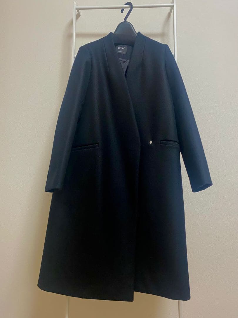 黒 チェスターコート ロング丈