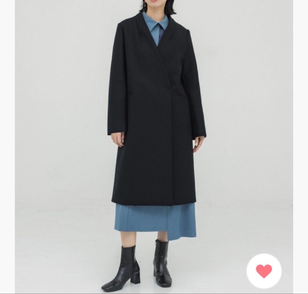 黒 チェスターコート ロング丈