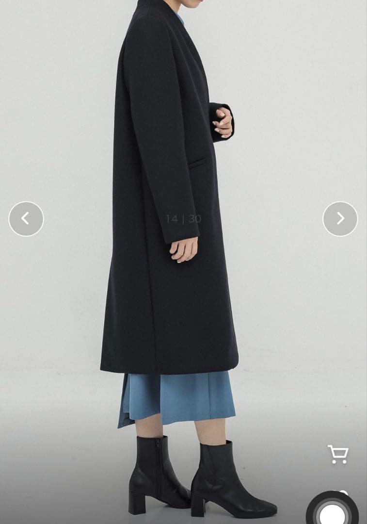 黒 チェスターコート ロング丈