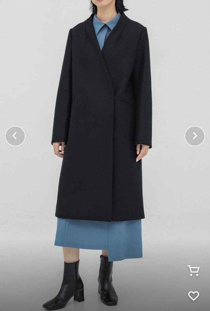 黒 チェスターコート ロング丈