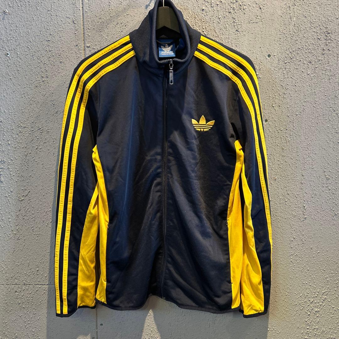 adidas トラックジャケット　ファイヤーバード　ネイビー×黄色　XL
