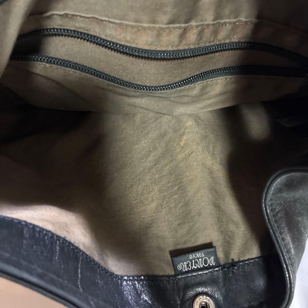 ポーター牛革黒サコッシュ