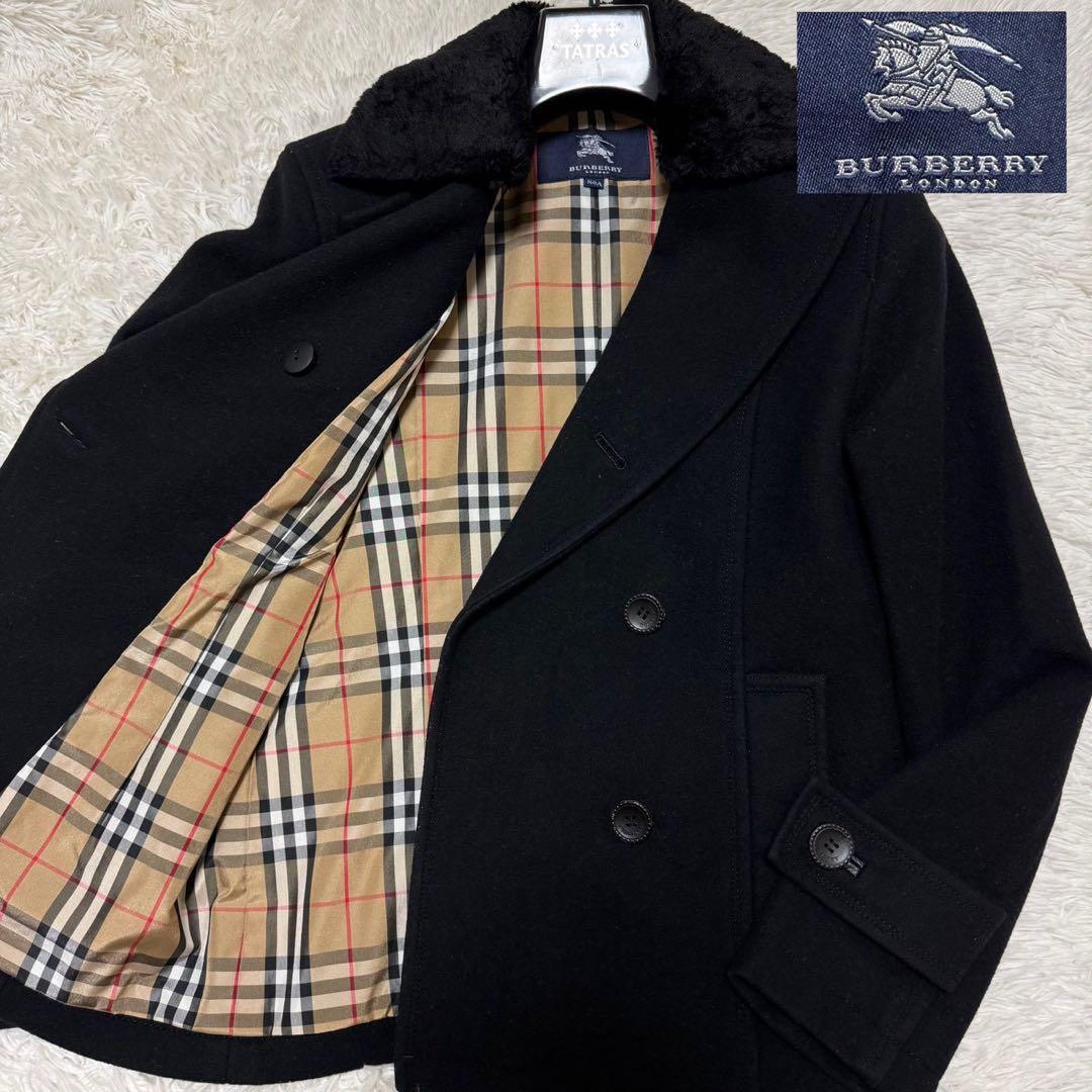 極美品/アンゴラ✨バーバリーロンドン ピーコート ノバチェック ファー 2way