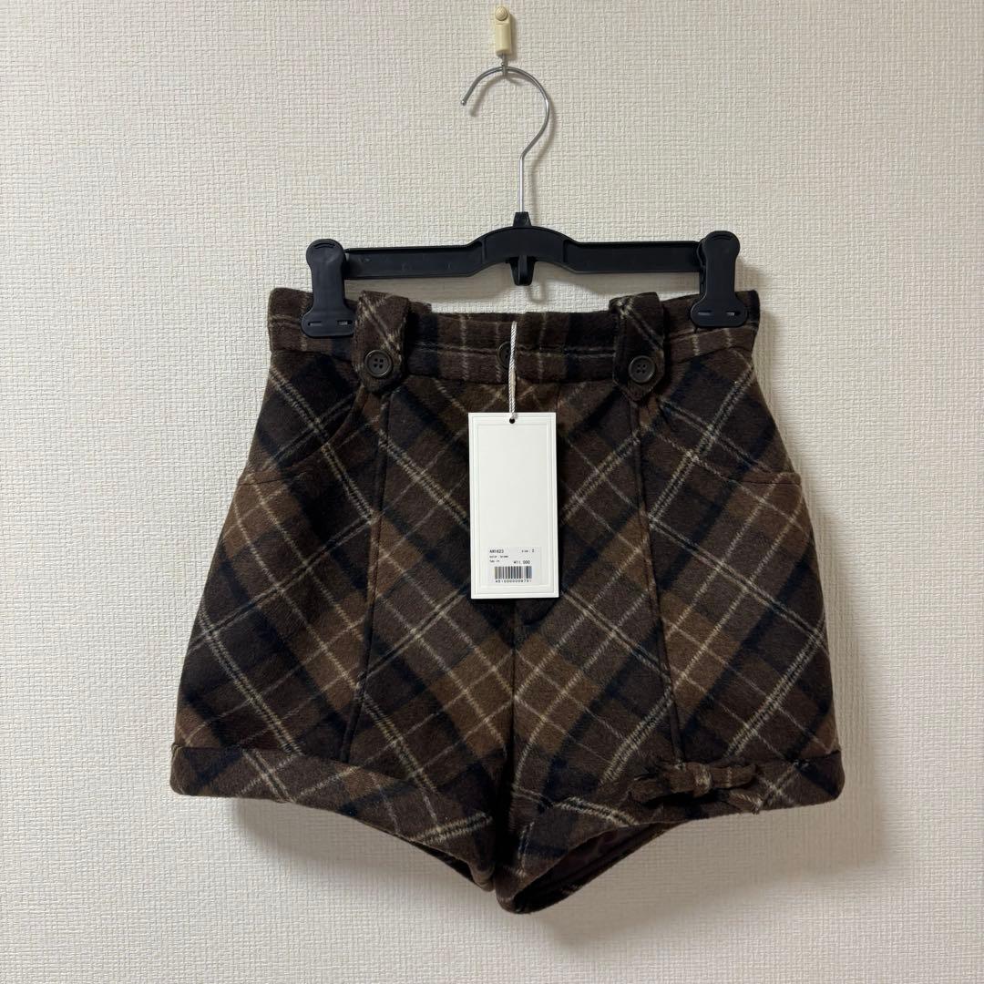 パンツ andmary Ribbon check mini pants brown S