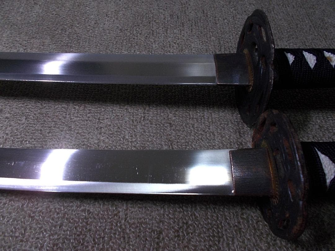 模造刀 居合刀 日本刀全長102cm1289g 67.5cm801g 鉄鍔 竹編