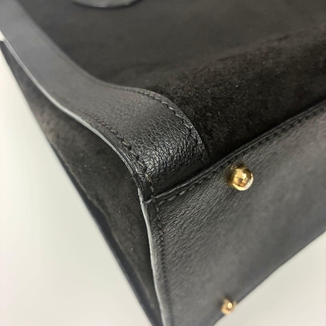 GUCCI グッチ ダイアナ　ハンドバッグ バンブー レザー　スエード　ブラック