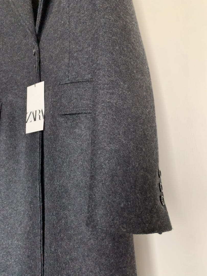 新品タグ付き【ZARA ザラ】ウールチェスターコート★チャコールグレー系★XS
