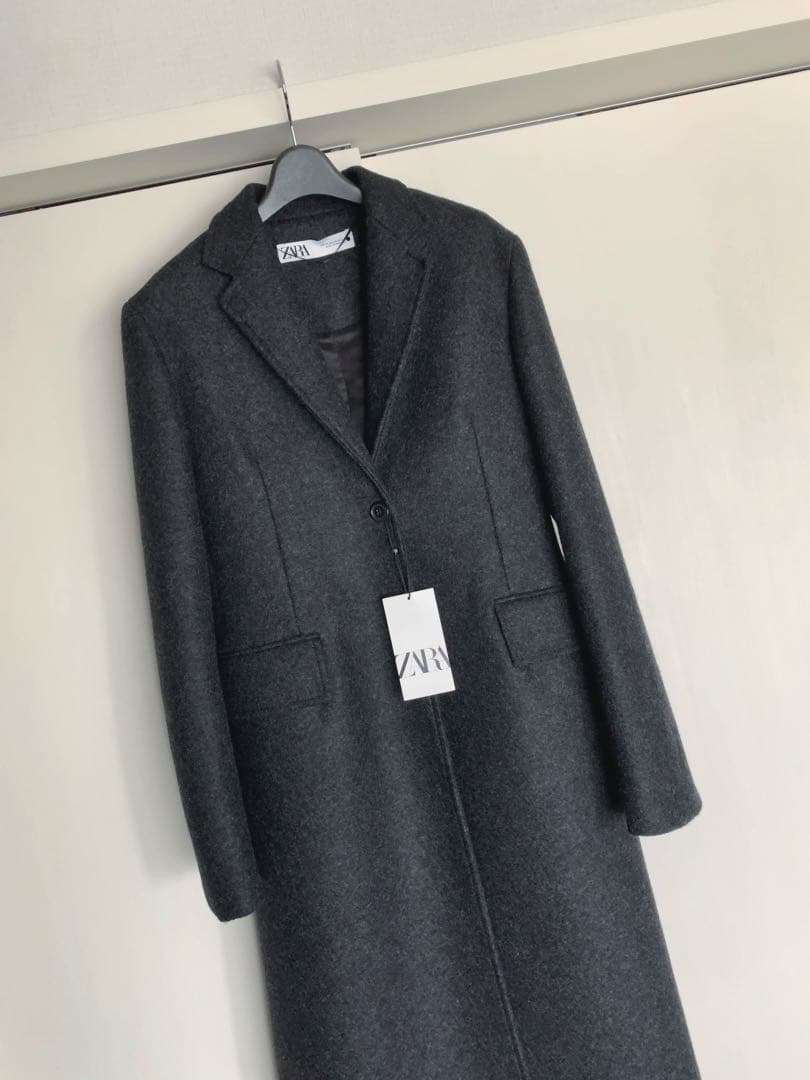 新品タグ付き【ZARA ザラ】ウールチェスターコート★チャコールグレー系★XS