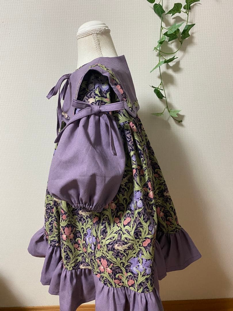 ハンドメイド　ふっくら袖ワンピース　120㎝つけ襟セット