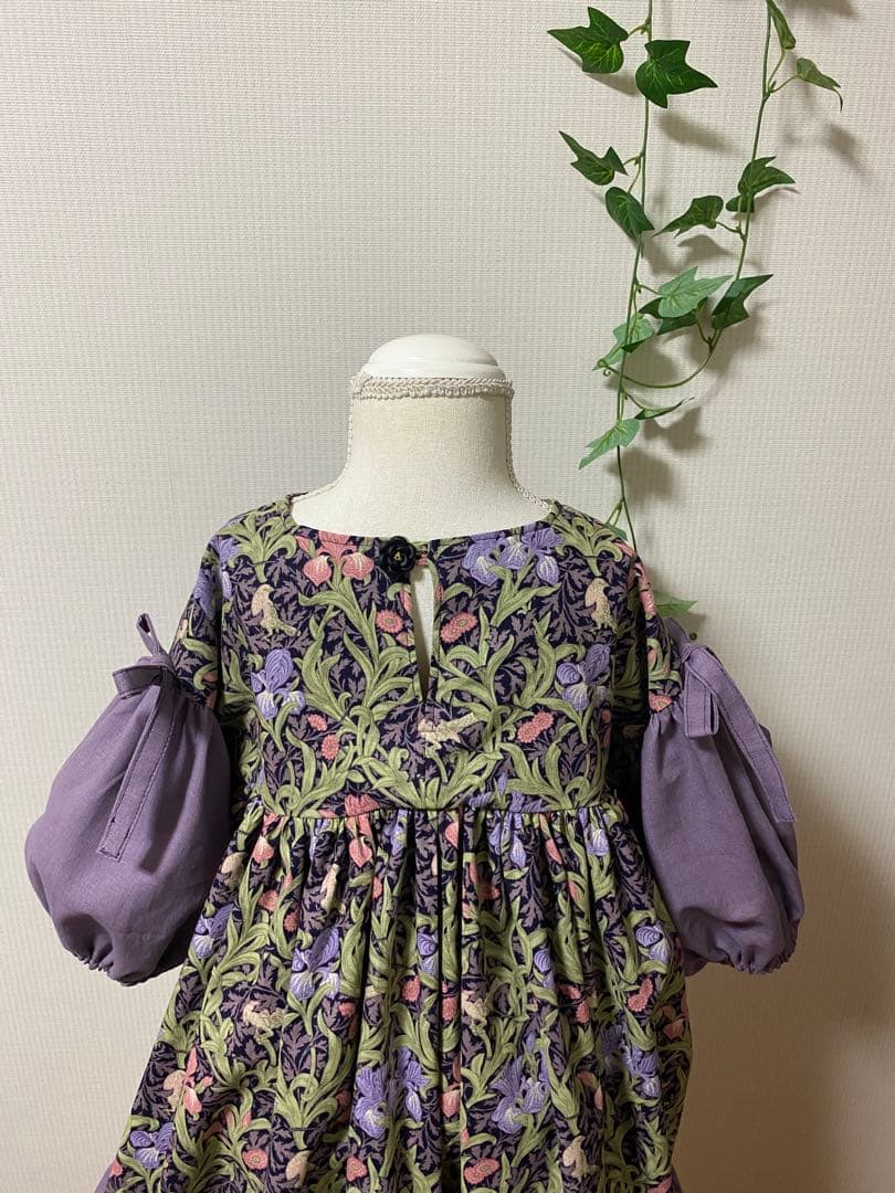 ハンドメイド　ふっくら袖ワンピース　120㎝つけ襟セット