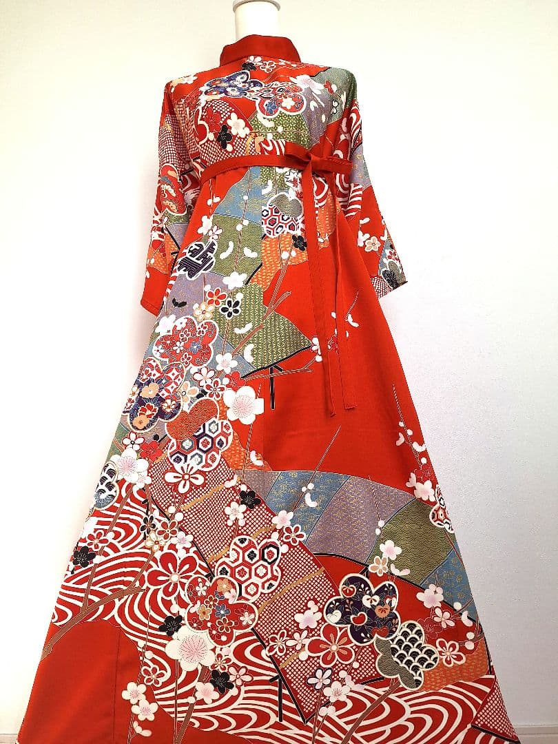 着物リメイクワンピース3666