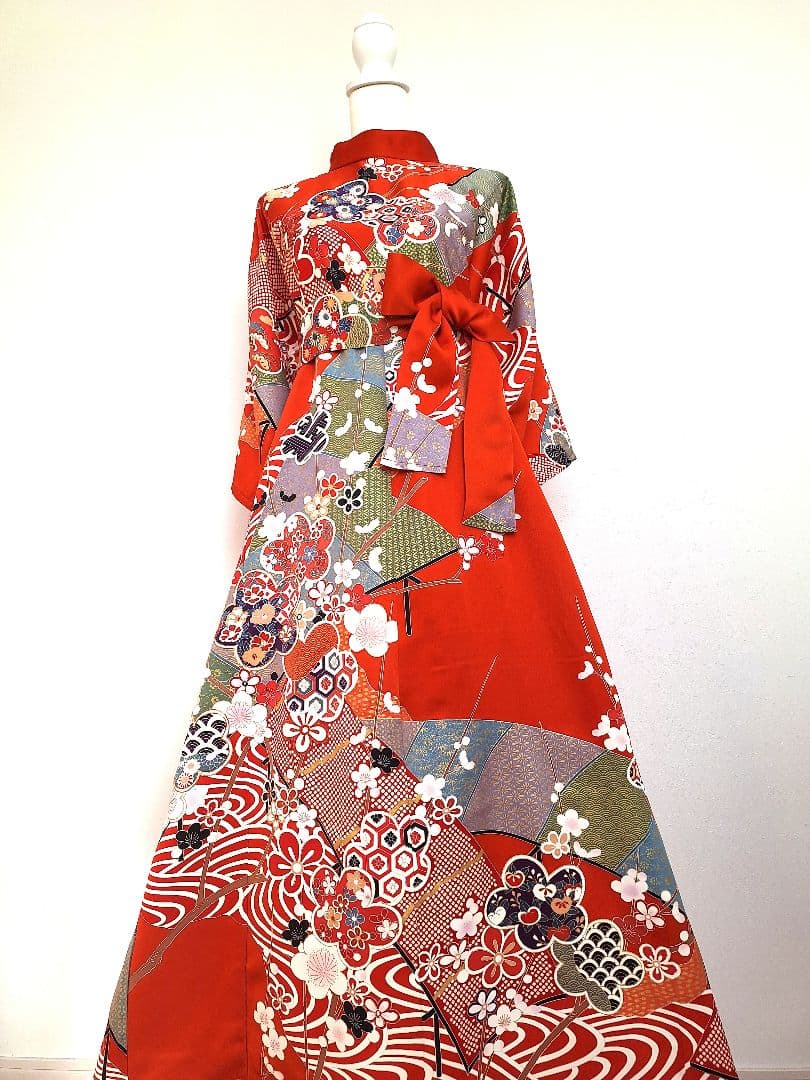 着物リメイクワンピース3666