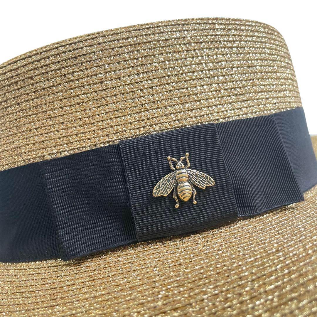 【新品】GUCCI グッチ ラメ ファブリック パピエ ハット ビー ゴールド